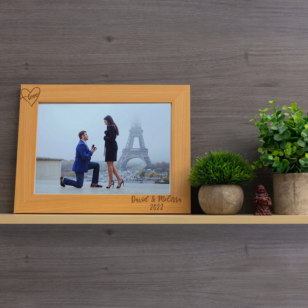 Personalised Engraved Couples Photo Frame - Name and Heart Design  - Always Looking Good -   