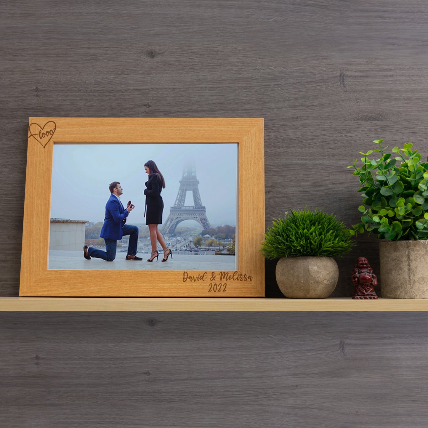 Personalised Engraved Couples Photo Frame - Name and Heart Design  - Always Looking Good -   