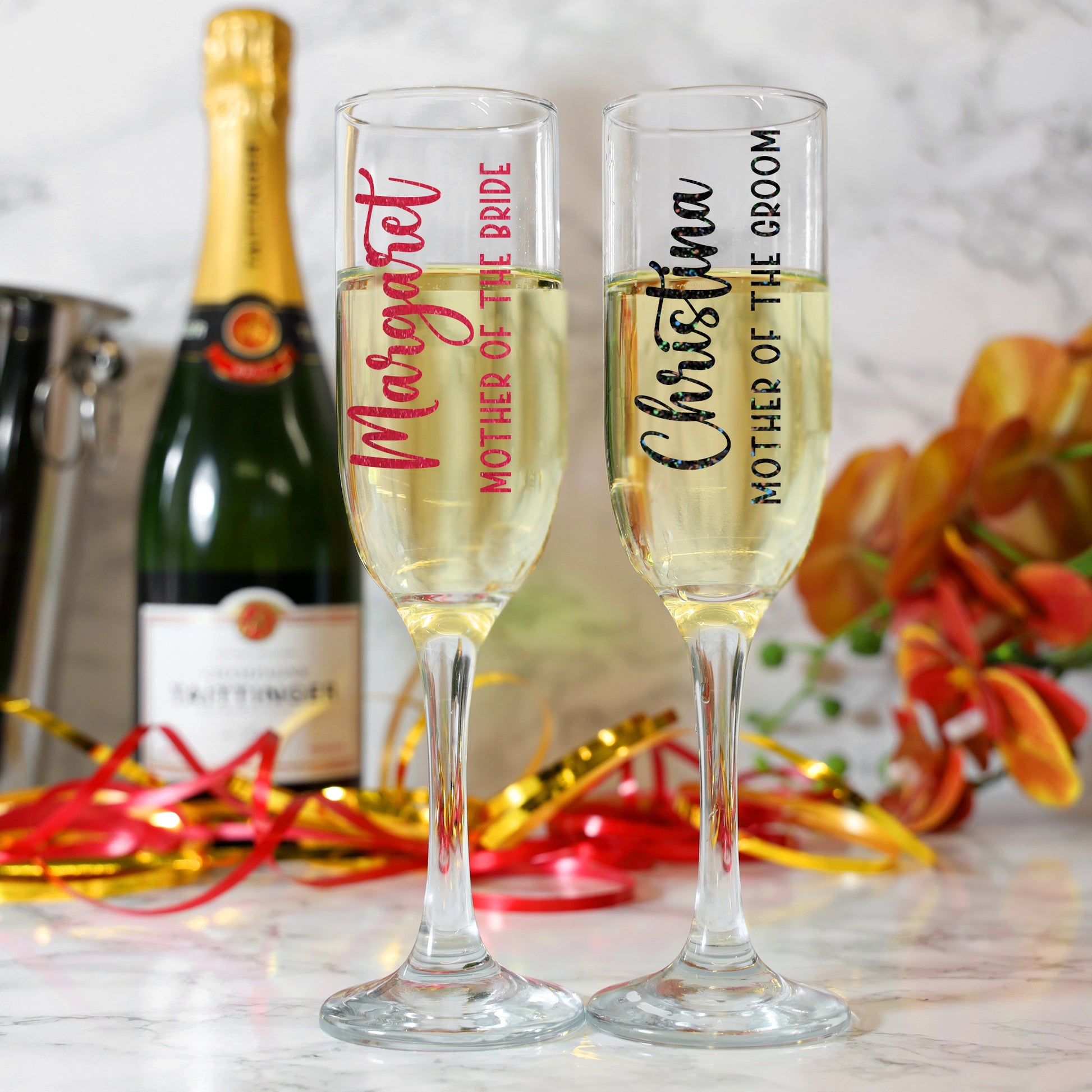 Personalised Wedding Party Champagne Flutes  - Always Looking Good -   