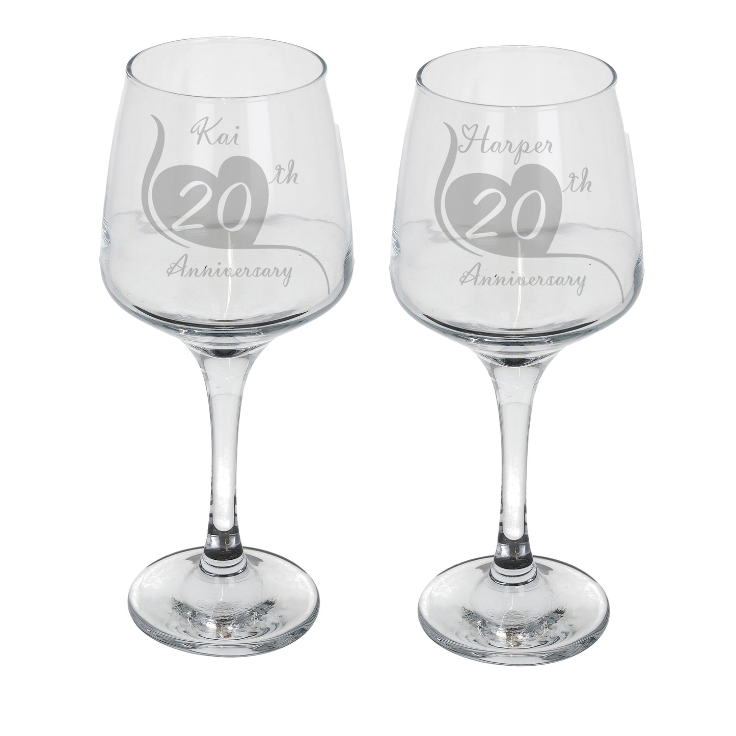 Engraved 20th China Wedding Anniversary - Personalised Wine Glass Gift Set  - Always Looking Good -   