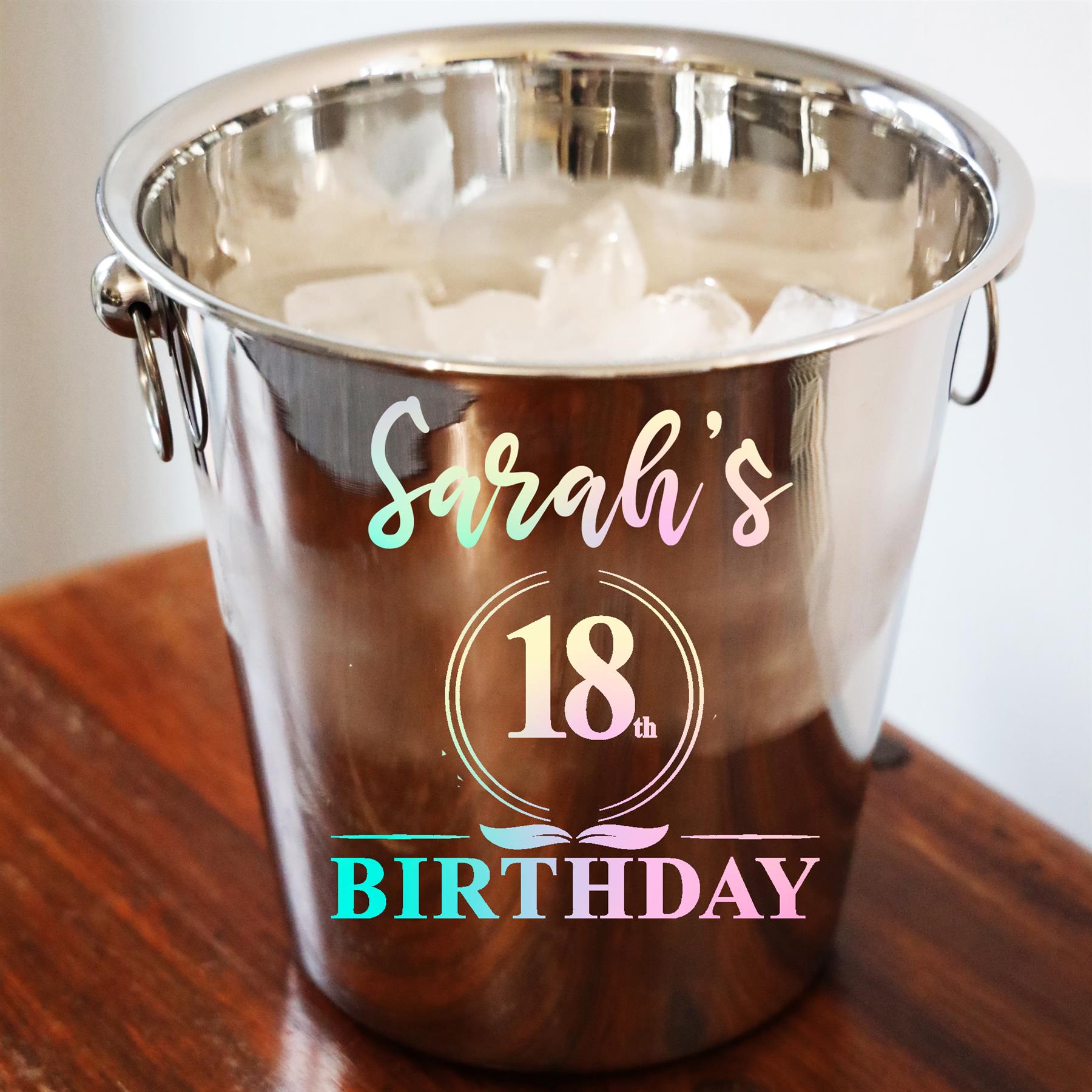 Personalised 18th Birthday Ice Bucket and Glass Gift with Name  - Always Looking Good -   