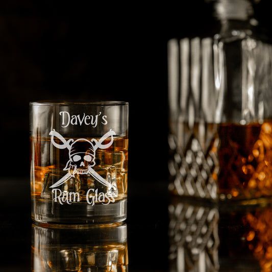 Personalised Engraved Rum Glass Skull Pirate Design  - Always Looking Good -   