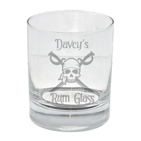 Personalised Engraved Rum Glass Skull Pirate Design  - Always Looking Good -   