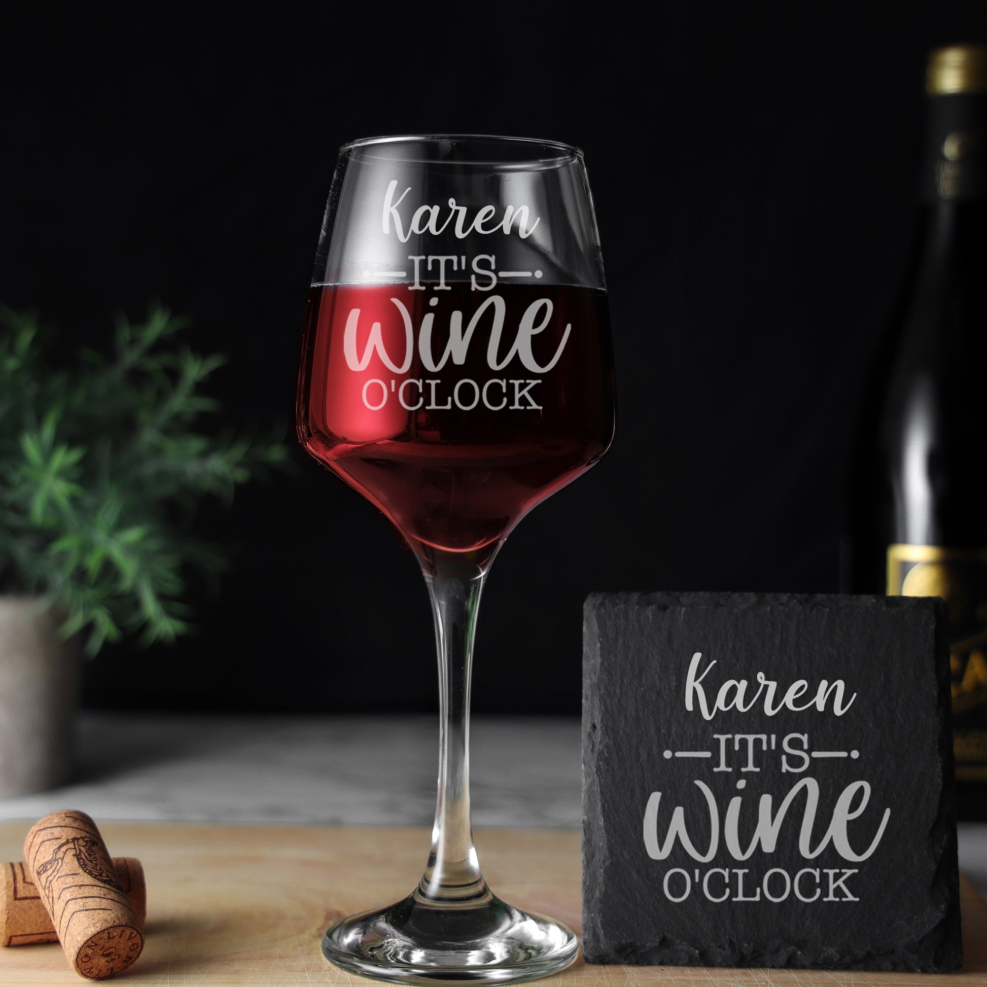 Personalised Wine O'clock Engraved Wine Glass and/or Coaster Gift Set  - Always Looking Good - Glass & Square Coaster Yes 