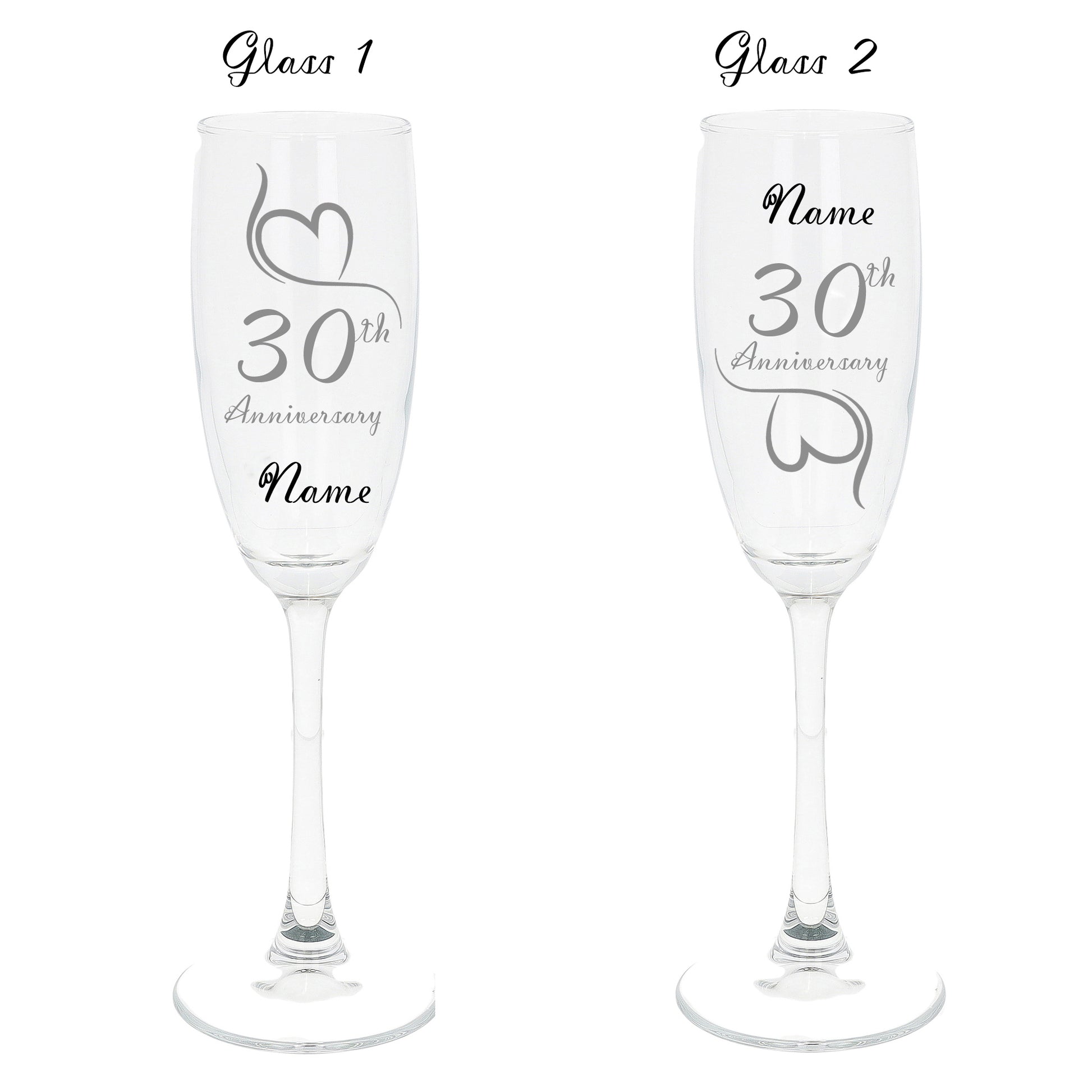 Engraved 30th Pearl Wedding Anniversary Personalised Engraved Champagne Glass Gift Set  - Always Looking Good -   