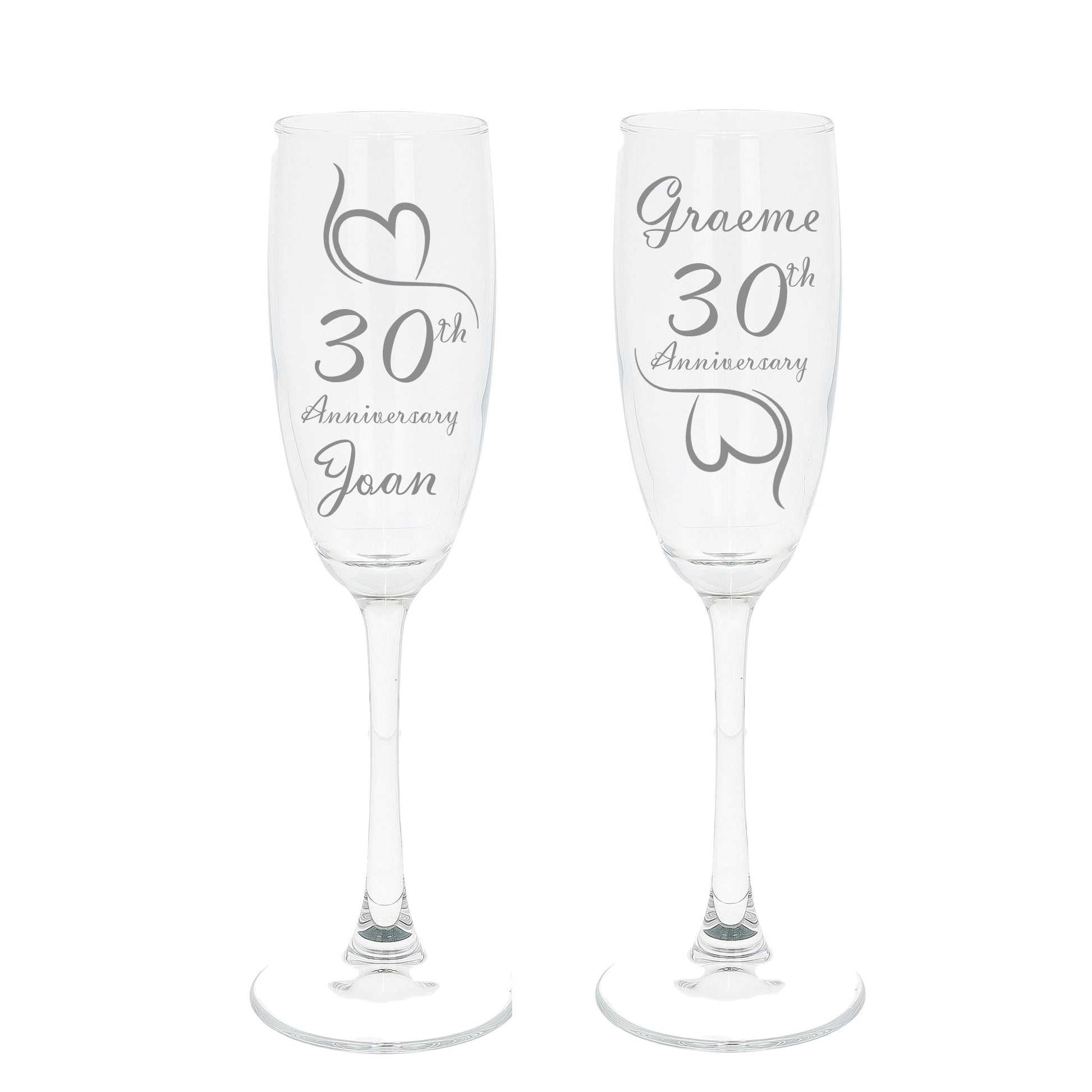Engraved 30th Pearl Wedding Anniversary Personalised Engraved Champagne Glass Gift Set  - Always Looking Good -   