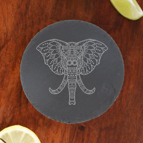 Engraved Elephant Mandala Whisky Glass and/or Coaster Set  - Always Looking Good -   Whisky Glass Gift