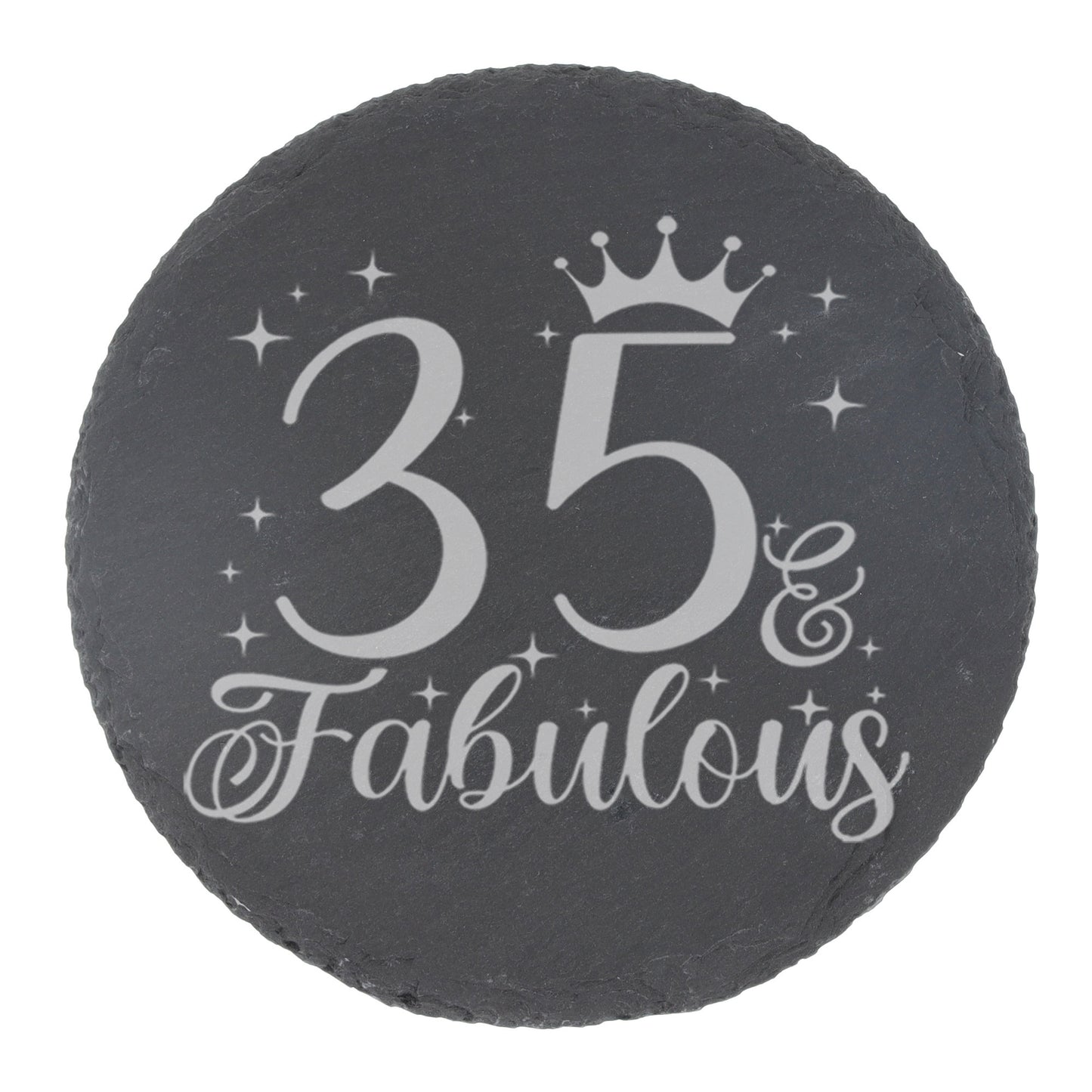 35 & Fabulous 35th Birthday Gift Engraved Wine Glass and/or Coaster Set  - Always Looking Good -   