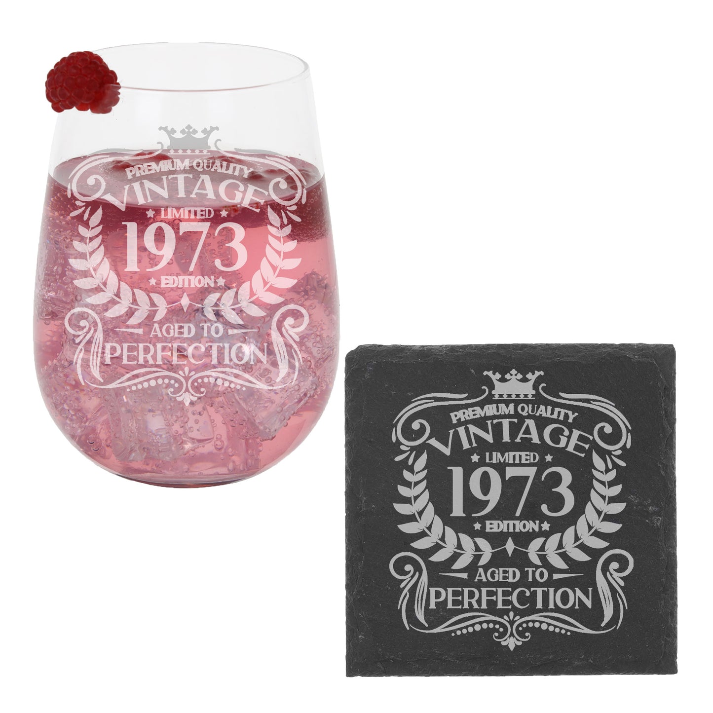 Vintage 1973 50th Birthday Engraved Stemless Gin Glass Gift  - Always Looking Good -   