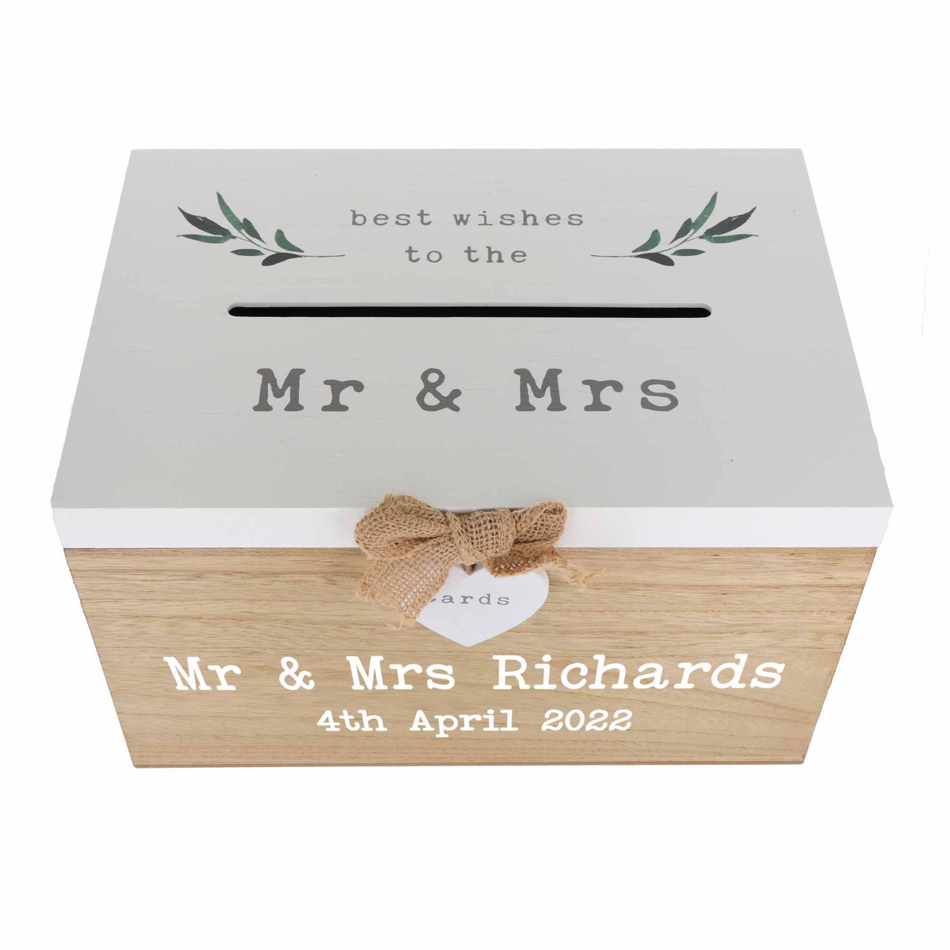 Personalised Wedding Card White & Wooden Memory Box  - Always Looking Good -   
