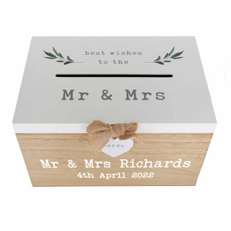Personalised Wedding Card White & Wooden Memory Box MR & MRS  - Always Looking Good -   