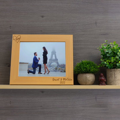 Personalised Engraved Couples Photo Frame - Name and Heart Design  - Always Looking Good -   