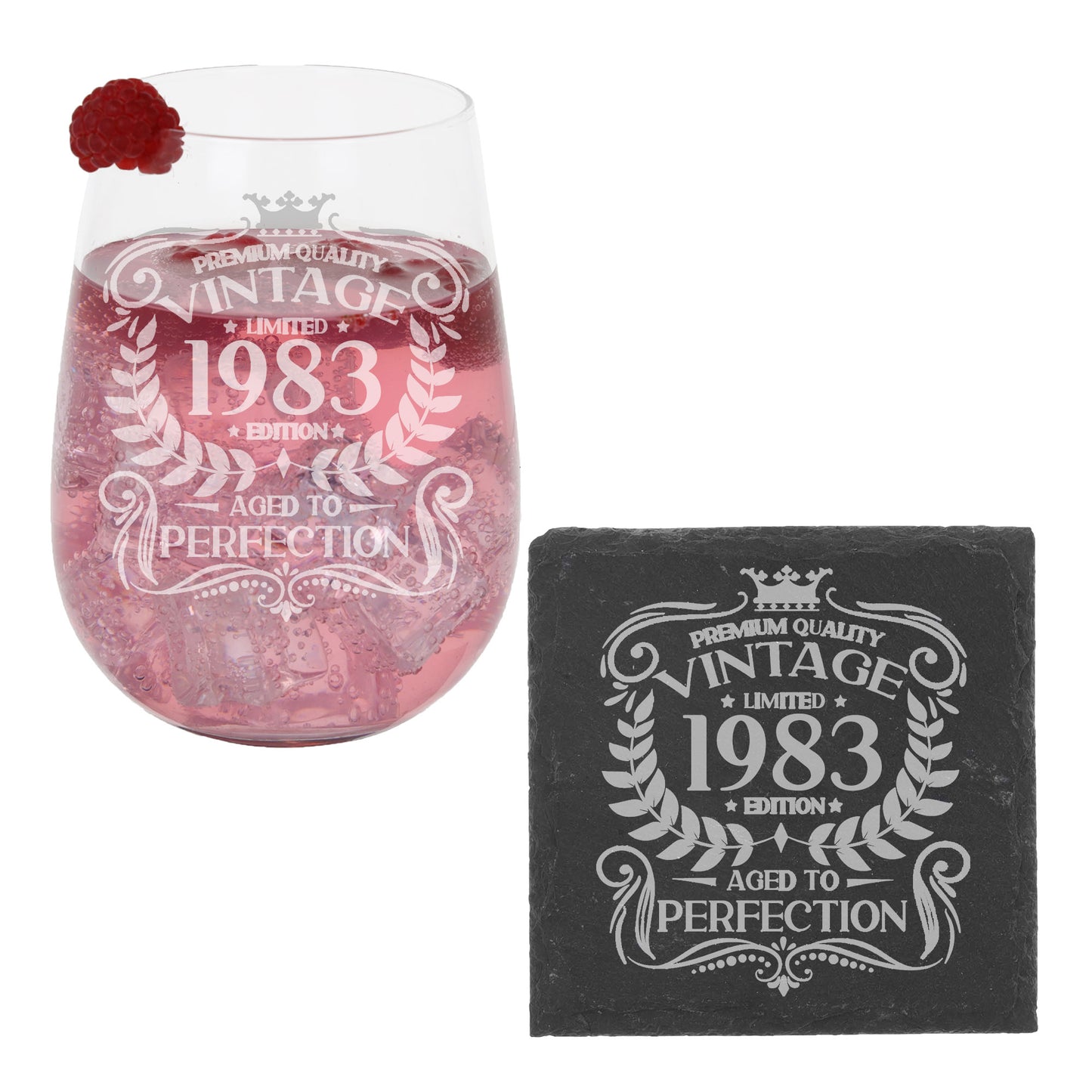 Vintage 1983 40th Birthday Engraved Stemless Gin Glass Gift  - Always Looking Good -   