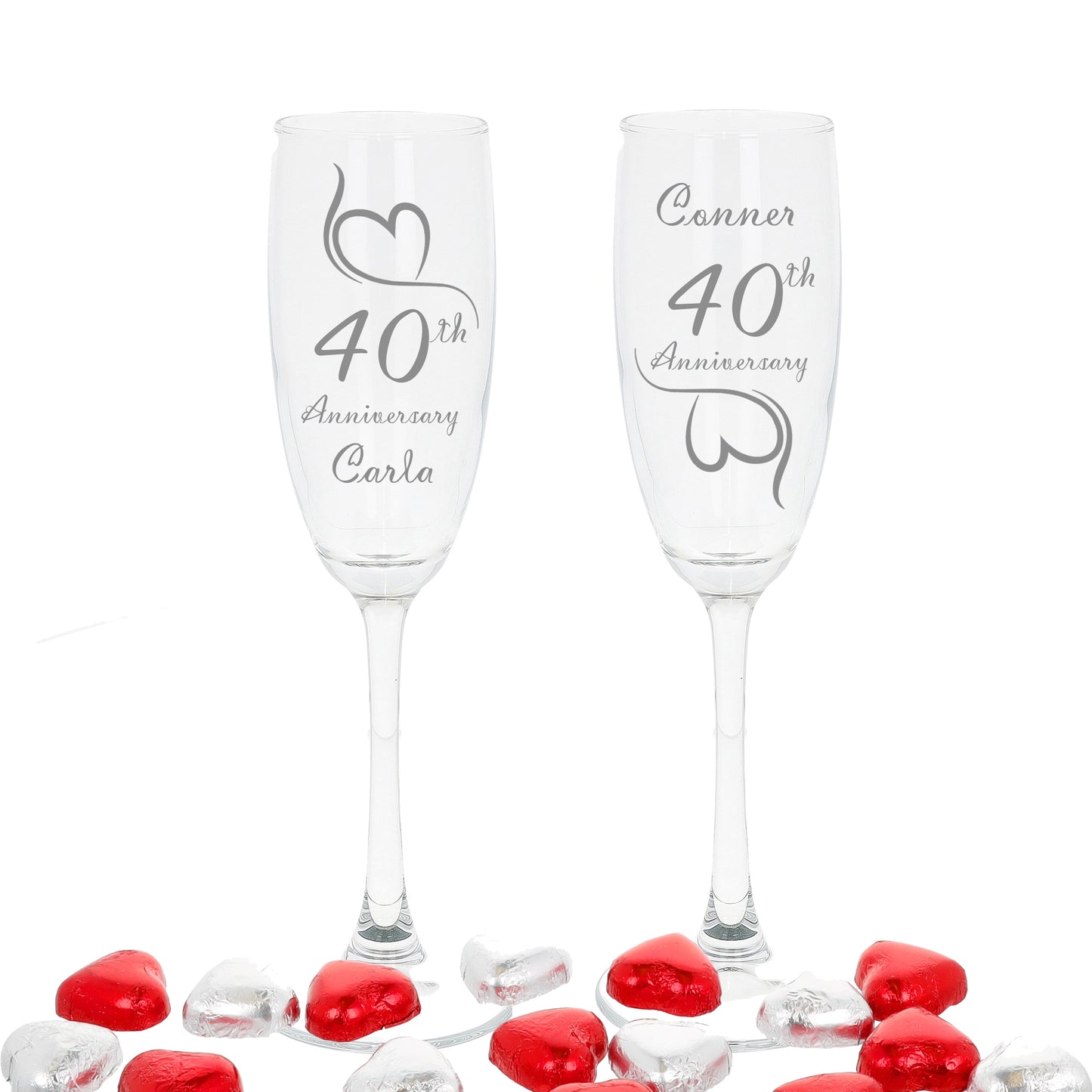 Engraved 40th Ruby Wedding Anniversary Personalised Engraved Champagne Glass Gift Set  - Always Looking Good -   