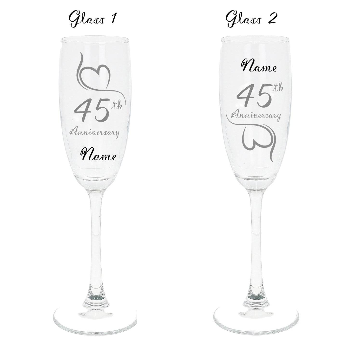 Engraved 45th Sapphire Wedding Anniversary Personalised Engraved Champagne Glass Gift Set  - Always Looking Good -   