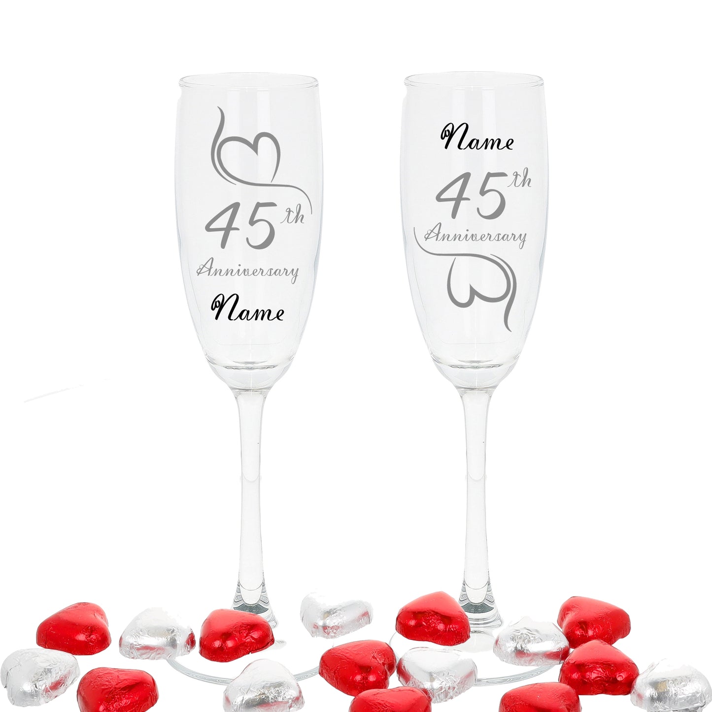 Engraved 45th Sapphire Wedding Anniversary Personalised Engraved Champagne Glass Gift Set  - Always Looking Good -   