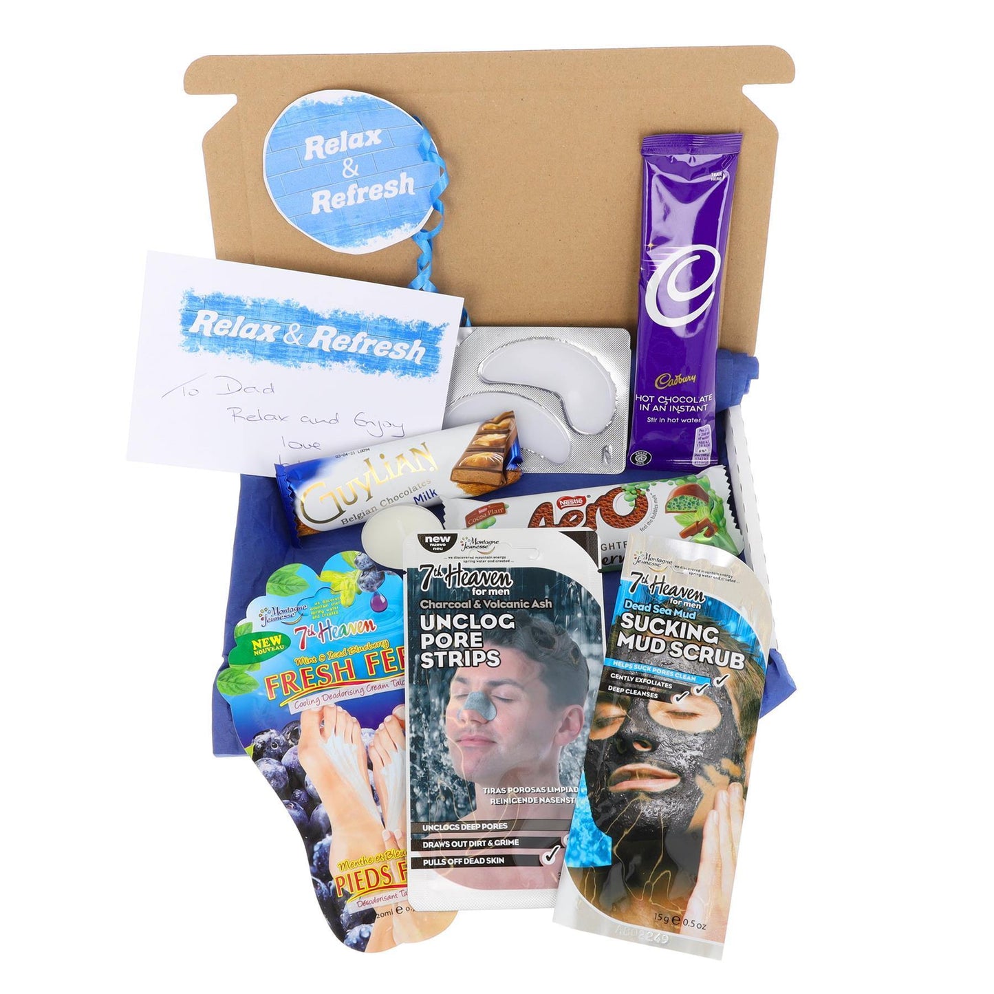 Pamper Treat & Sweet Box for Men Letterbox Gift  - Always Looking Good - Hot Chocolate  