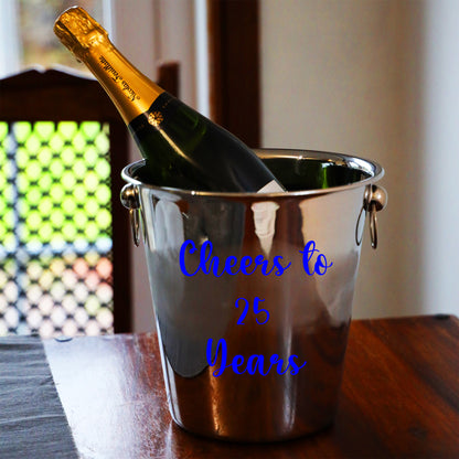 Silver Wedding Anniversary Gift - Personalised Champagne Glasses With Ice Bucket  - Always Looking Good -   