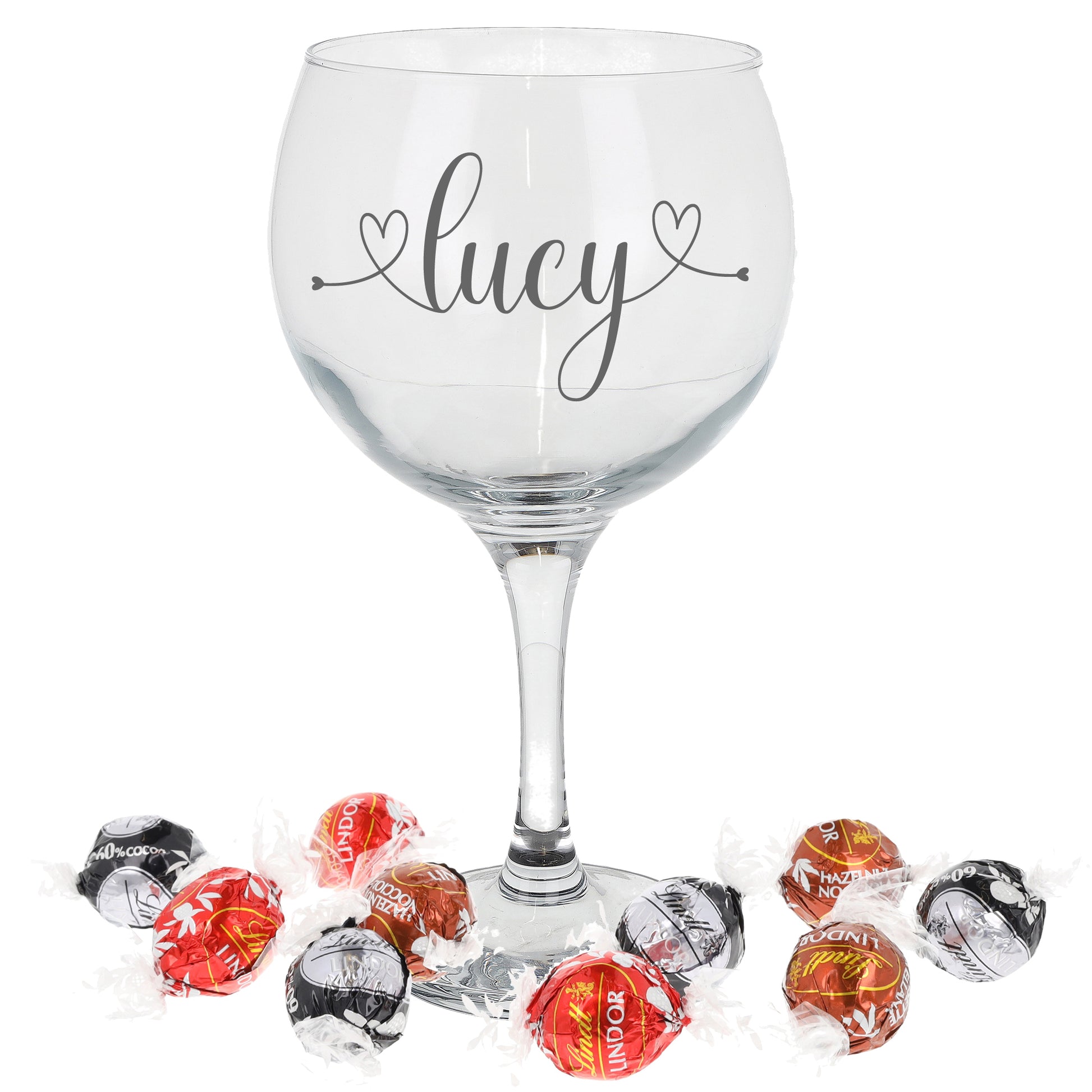 Engraved Personalised Balloon Gin Glass with Heart Design  - Always Looking Good -   