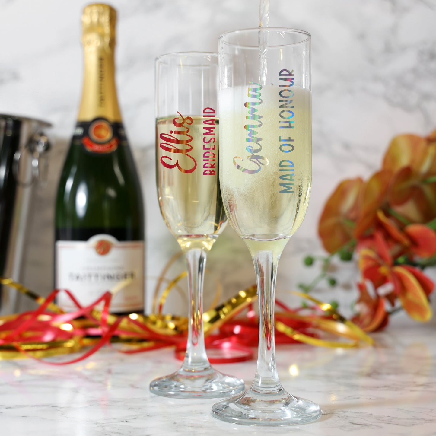 Personalised Wedding Party Champagne Flutes  - Always Looking Good -   