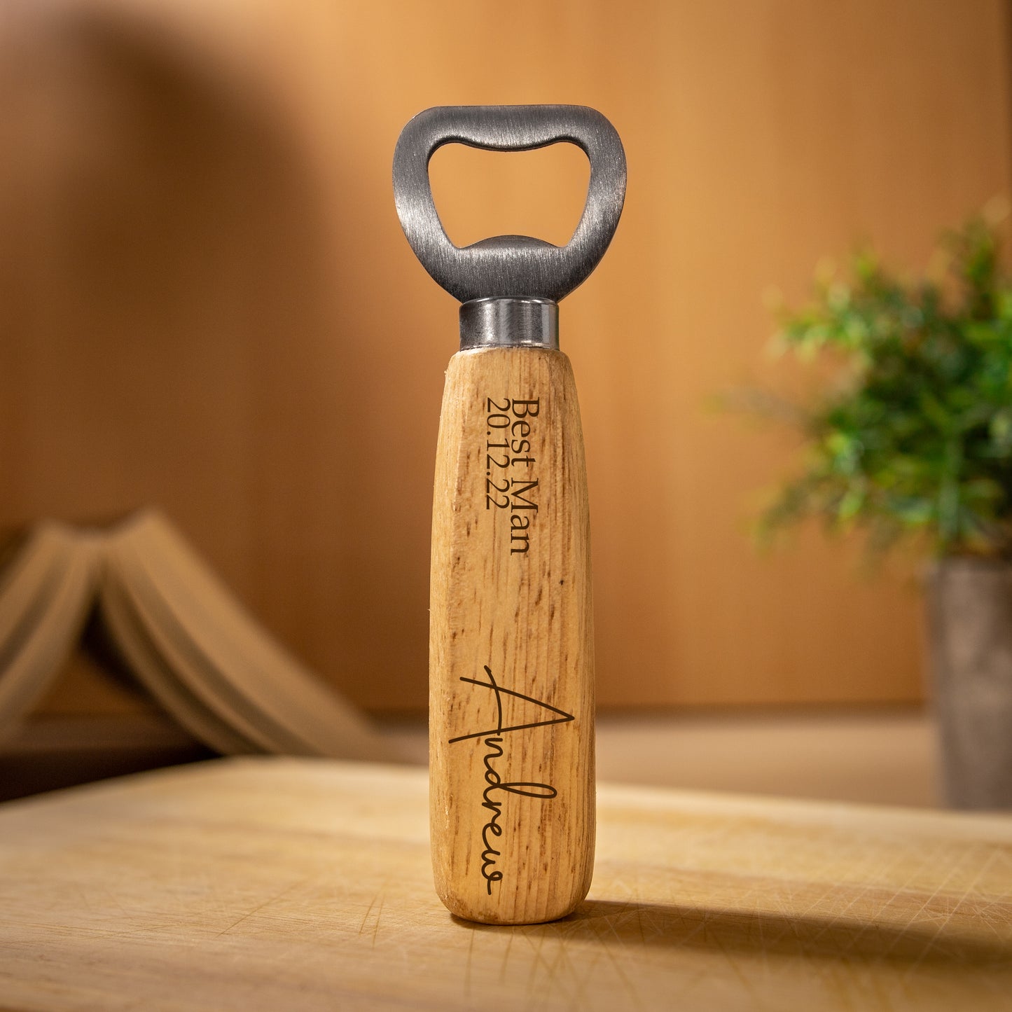 Personalised Engraved Wooden Handle Bottle Opener For Best Man, Groomsman, Father, Usher  - Always Looking Good -   