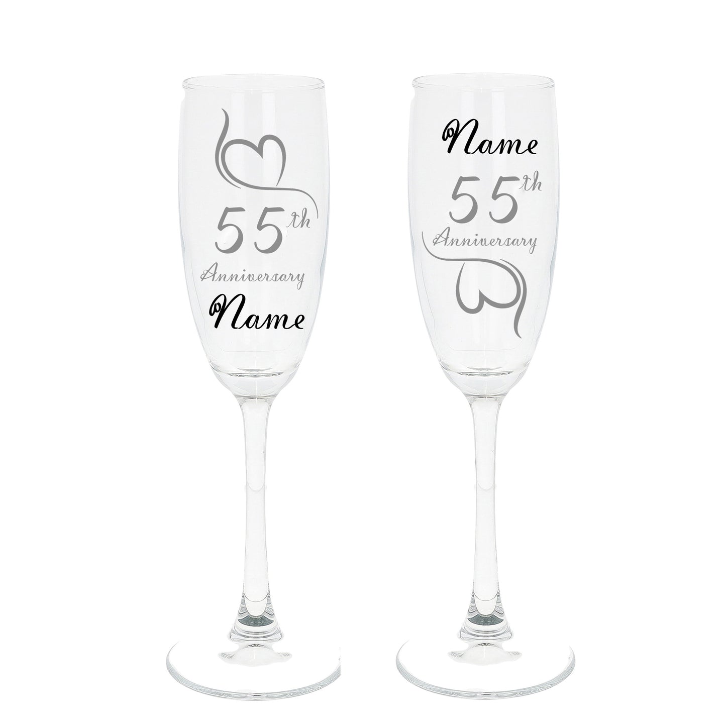Engraved 55th Emerald Wedding Anniversary Personalised Engraved Champagne Glass Gift Set  - Always Looking Good -   