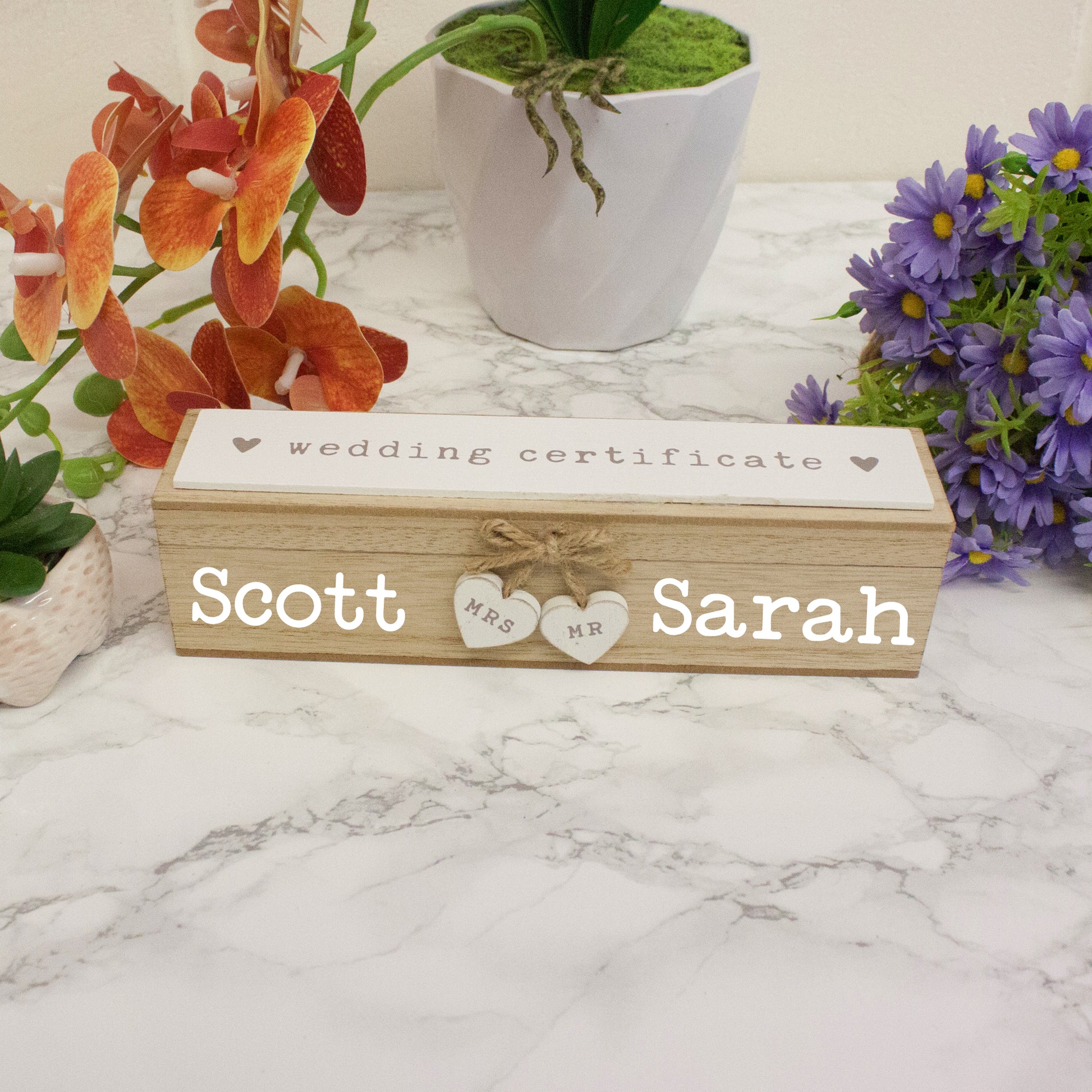 Personalised Wedding Certificate Keepsake Box  - Always Looking Good -   