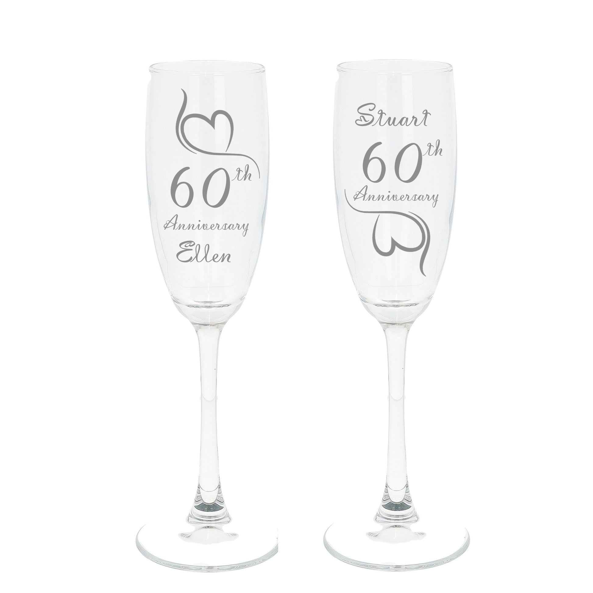 Engraved 60th Diamond Anniversary Personalised Engraved Champagne Glass Gift Set  - Always Looking Good -   