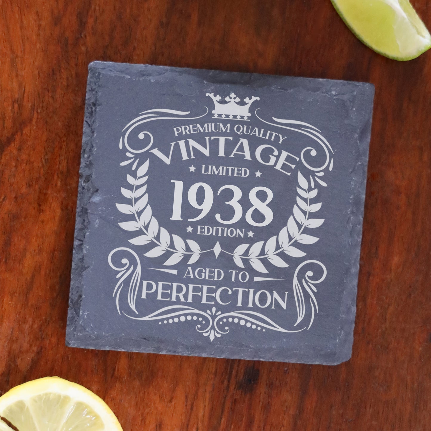 Vintage 1938 85th Birthday Engraved Wine Glass Gift  - Always Looking Good - Square Coaster Only  