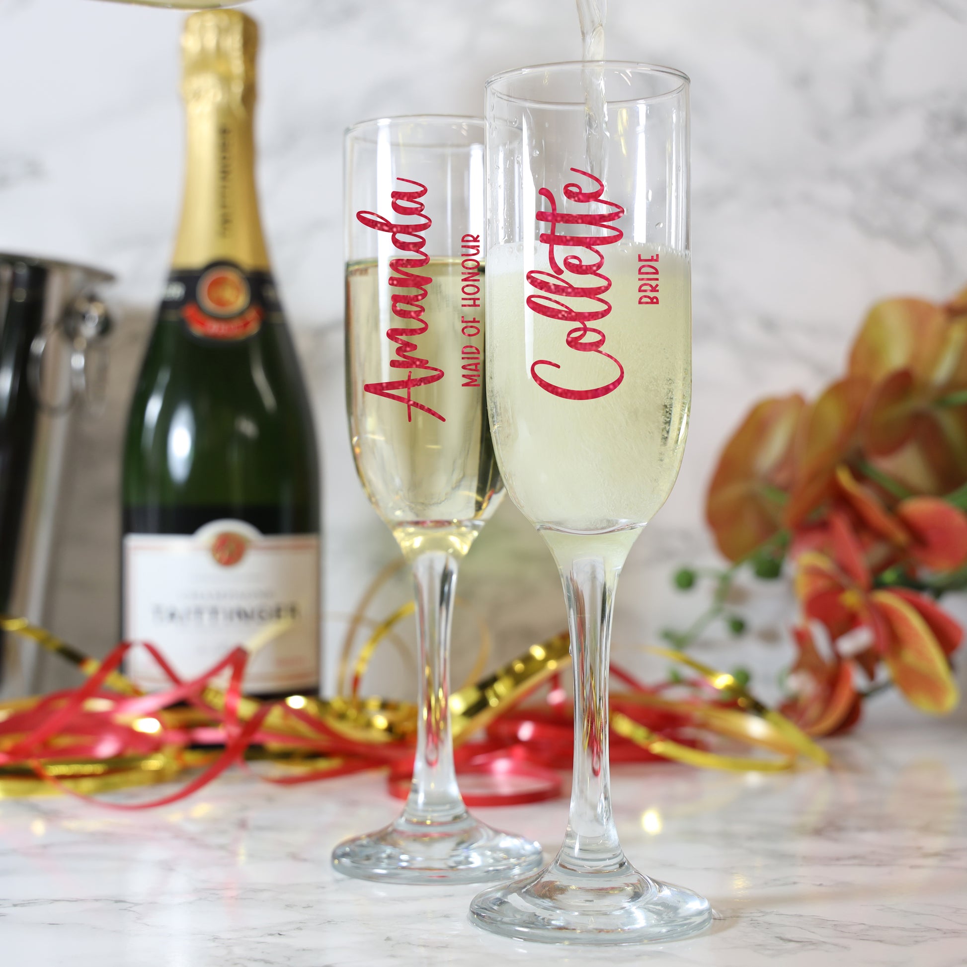 Personalised Wedding Party Champagne Flutes  - Always Looking Good -   