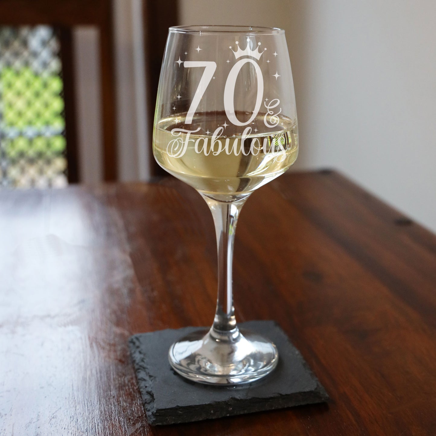 70 & Fabulous 70th Birthday Gift Engraved Wine Glass and/or Coaster Set  - Always Looking Good - Wine Glass Only  