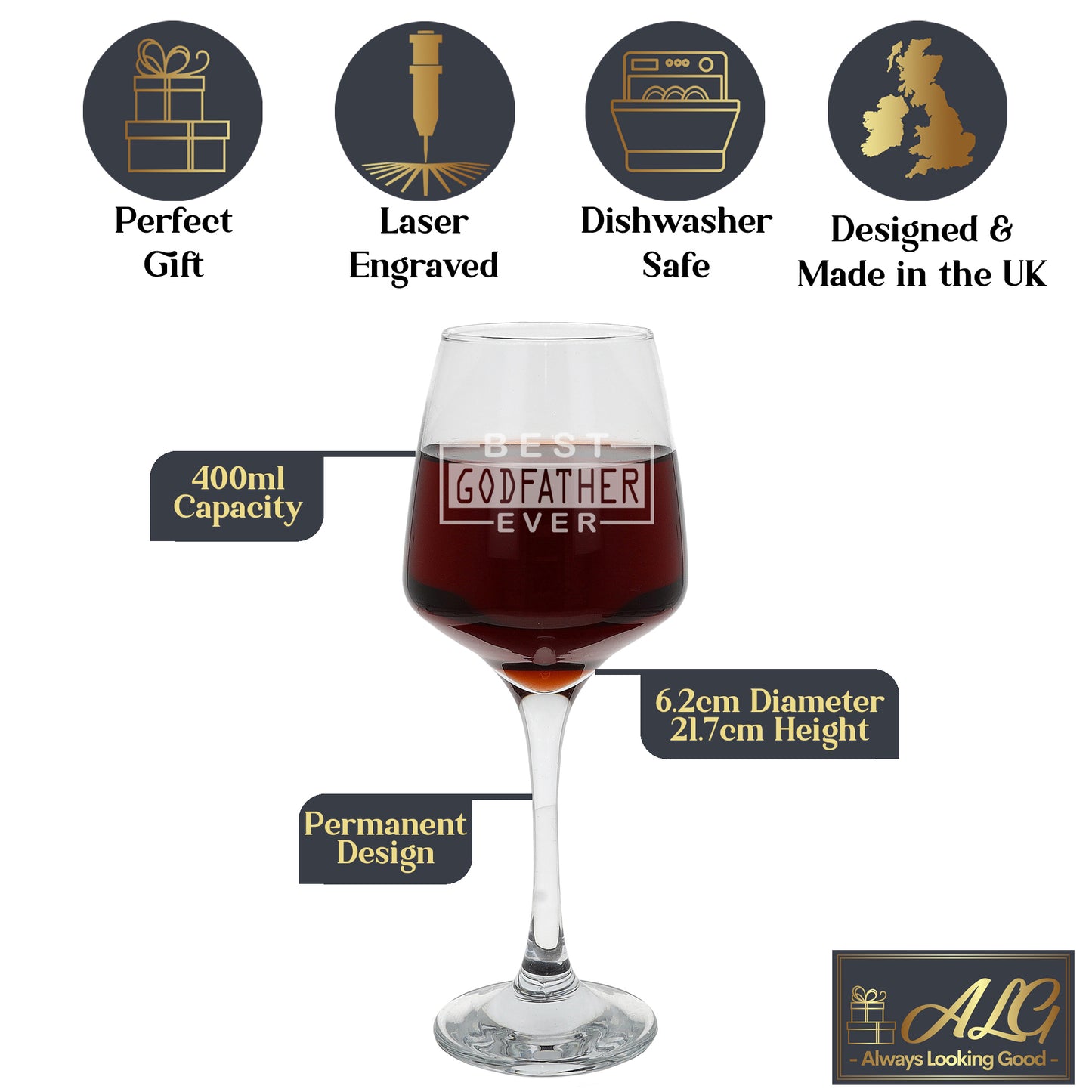 Best Godfather Ever Engraved Wine Glass | Godparent Gift for Him  - Always Looking Good -   Godparent gift