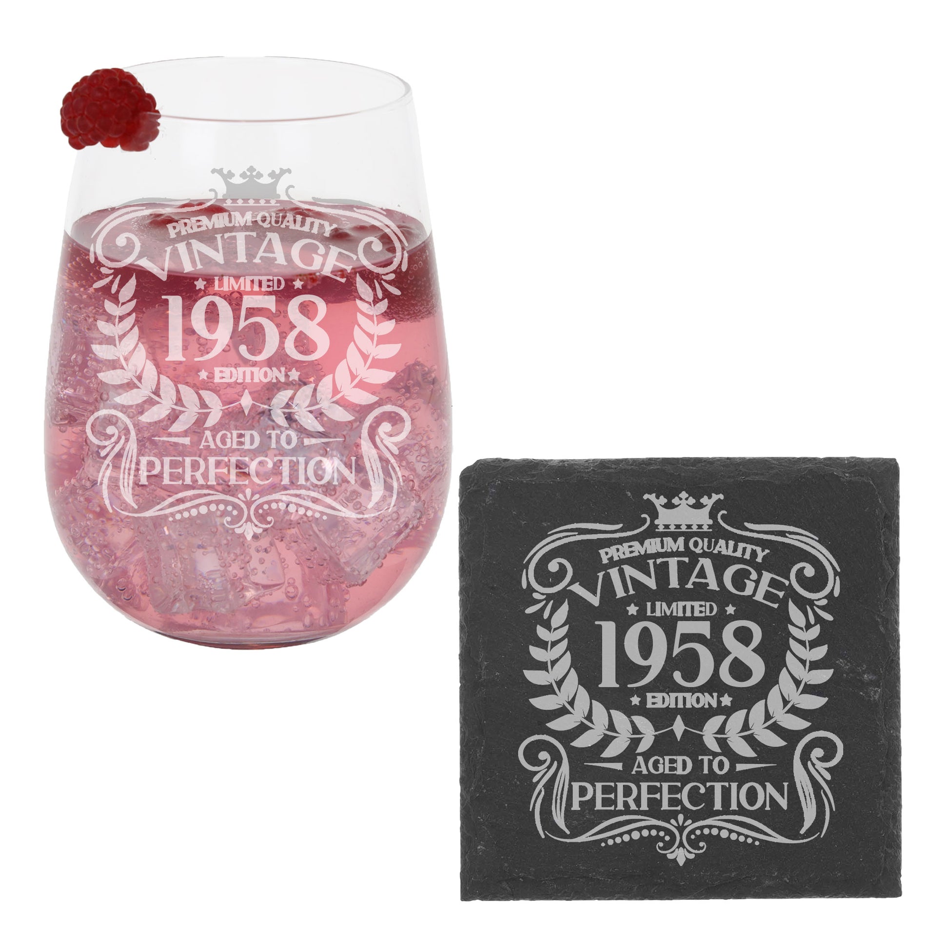 Vintage 1958 65th Birthday Engraved Stemless Gin Glass Gift  - Always Looking Good -   