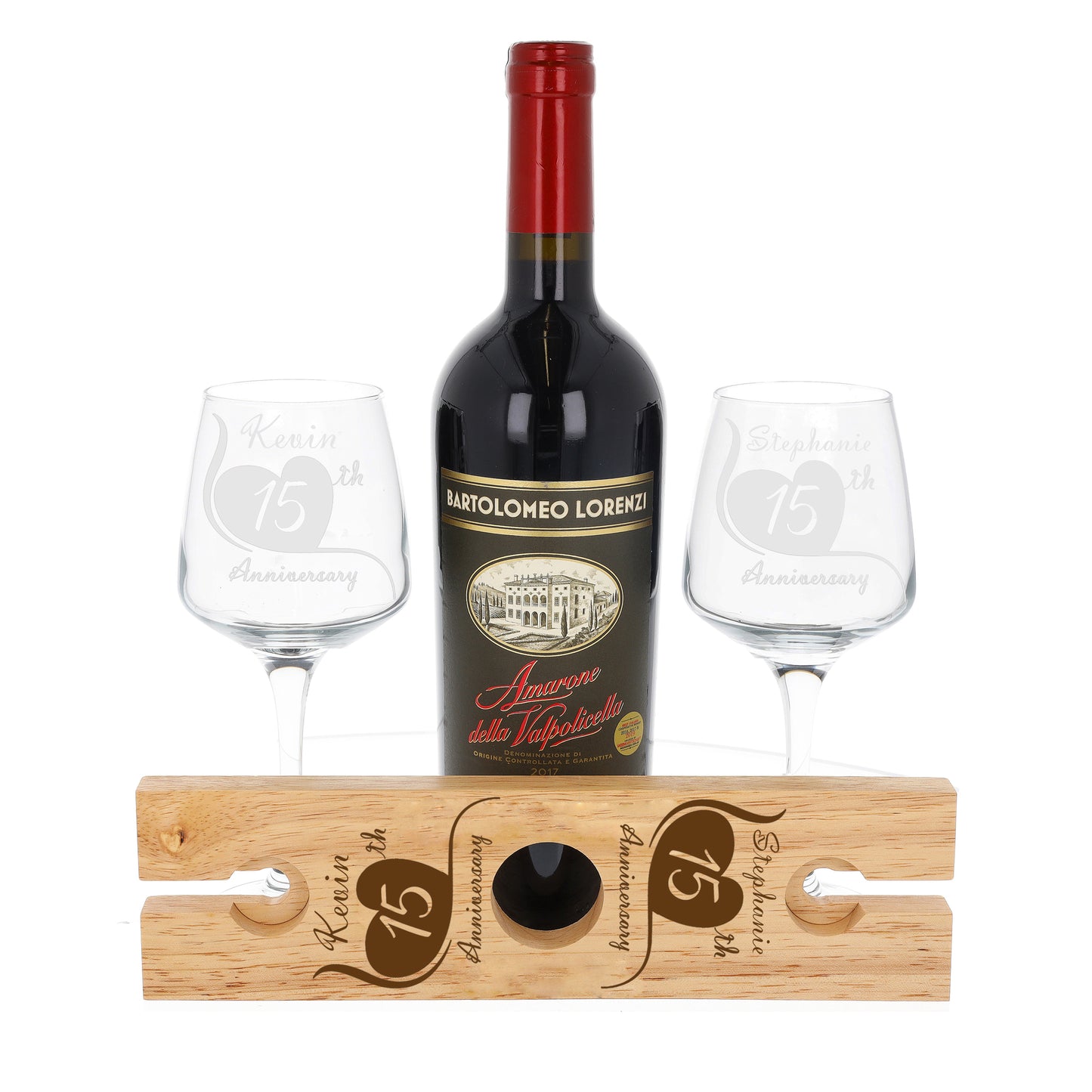 Engraved Personalised Anniversary Wooden 2 Wine Glass Butler Caddy  - Always Looking Good -   