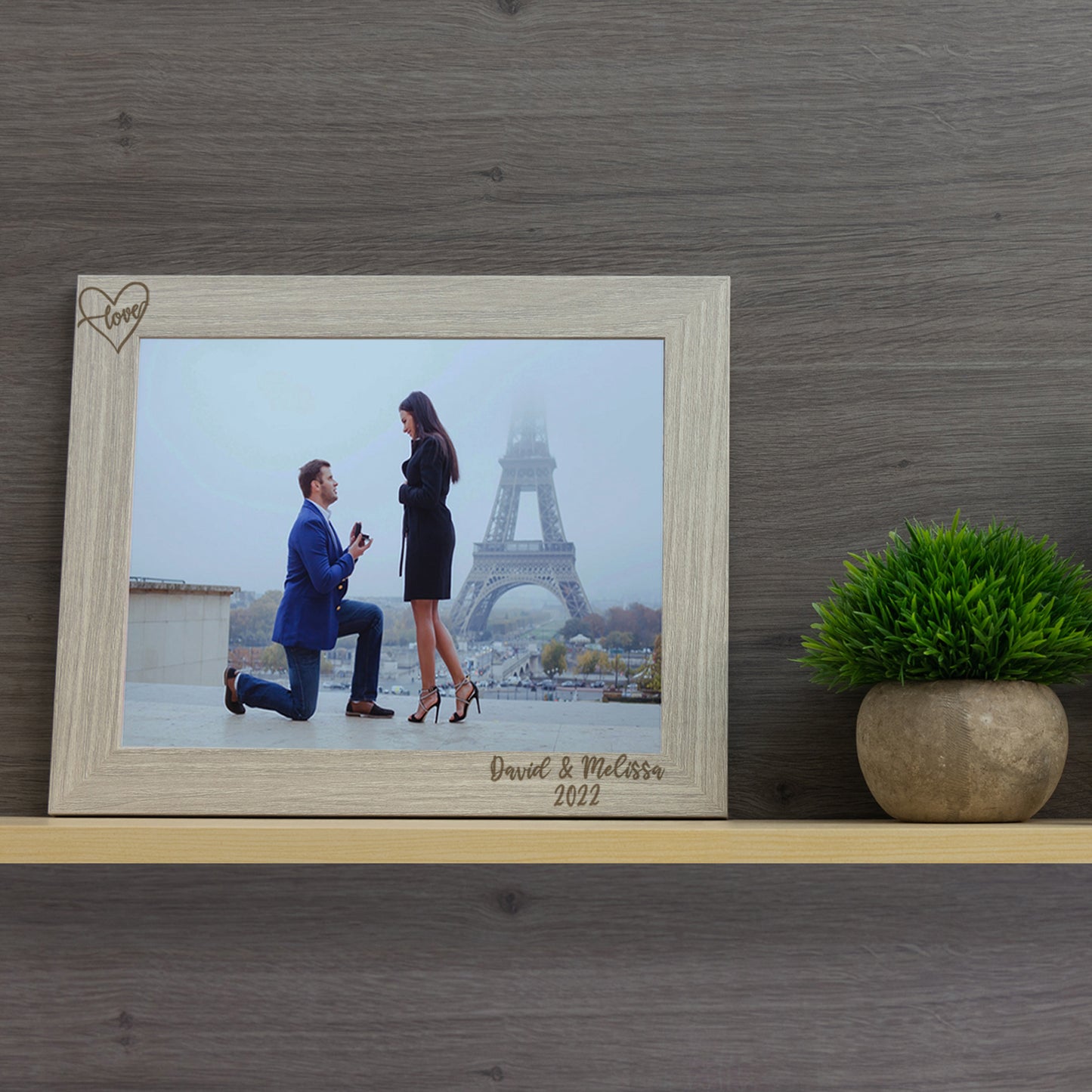 Personalised Engraved Couples Photo Frame - Name and Heart Design  - Always Looking Good -   