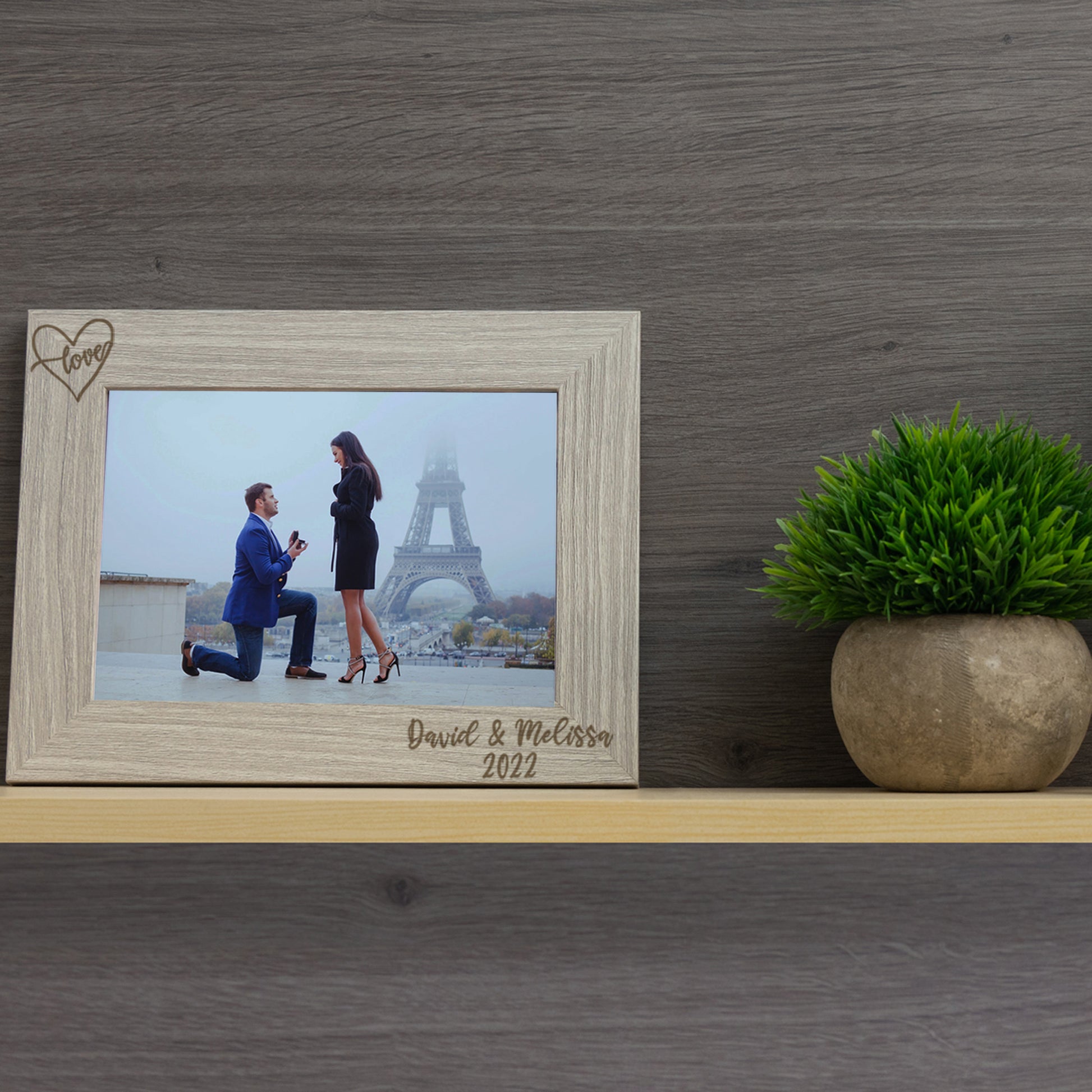 Personalised Engraved Couples Photo Frame - Name and Heart Design  - Always Looking Good -   