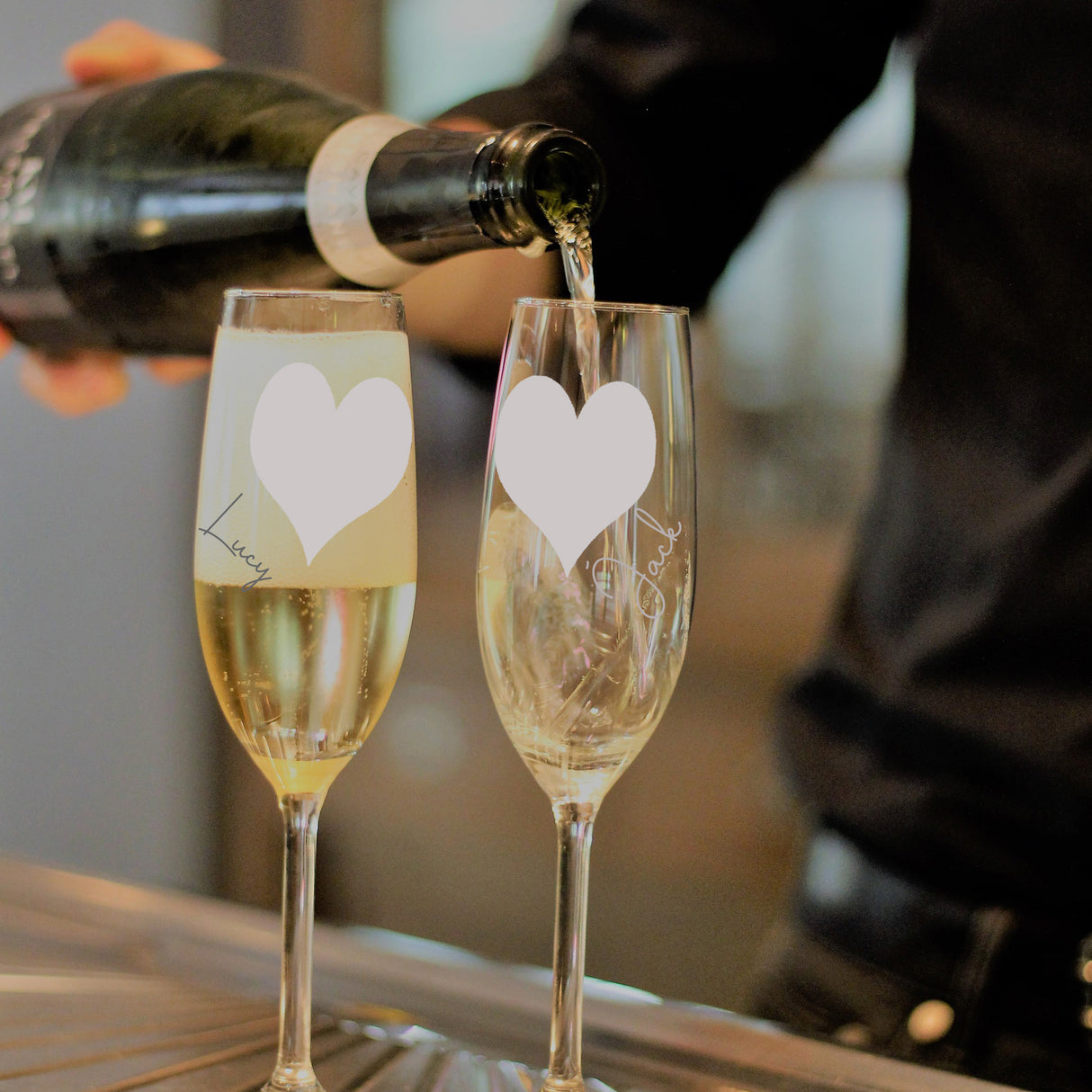Set of 2 Personalised Engraved Engagement Wedding Couples Champagne Flutes  - Always Looking Good -   