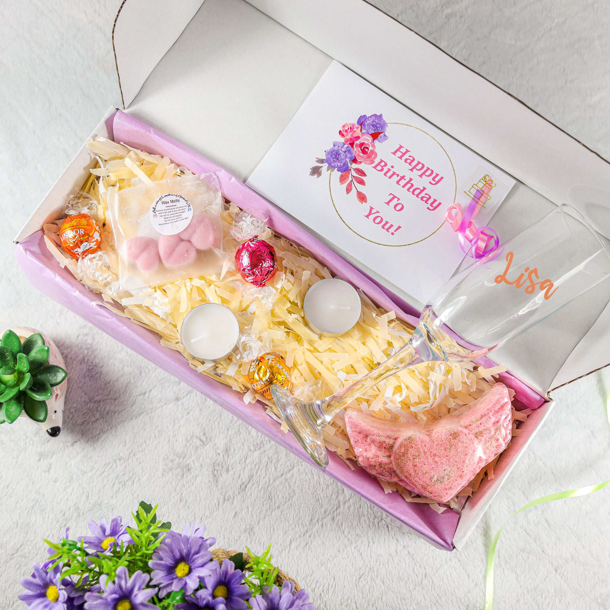 Personalised Prosecco / Champagne Glass with Name Filled with Spa Pamper Gifts  - Always Looking Good -   