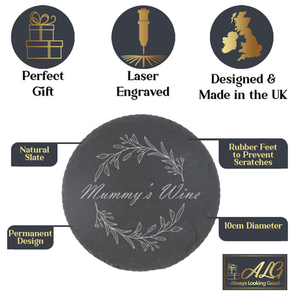 New Parents Gift - Mummy and Daddy's Engraved Wine Glass & Coaster - Always Looking Good -   