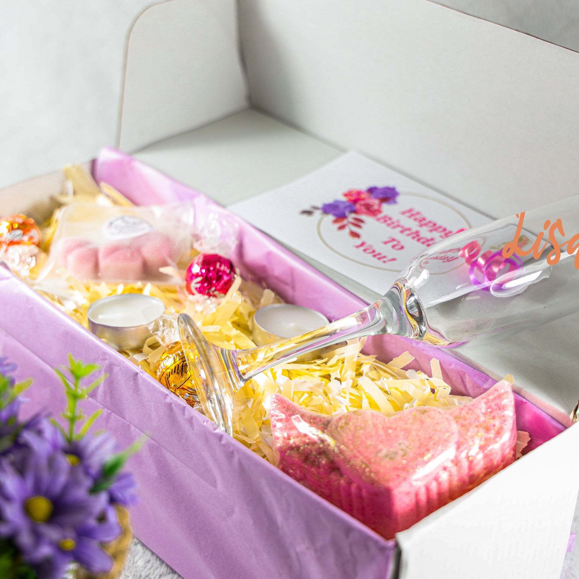 Personalised Prosecco / Champagne Glass with Name Filled with Spa Pamper Gifts  - Always Looking Good -   