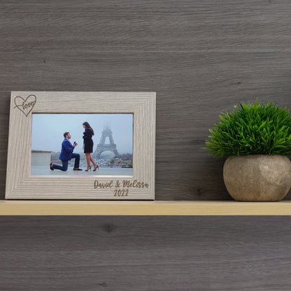 Personalised Engraved Couples Photo Frame - Name and Heart Design  - Always Looking Good -   