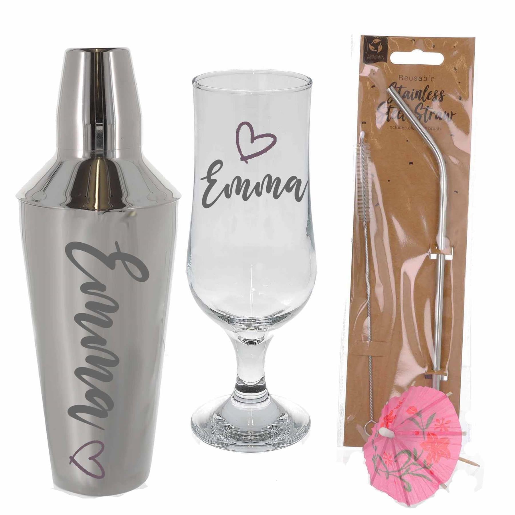 Personalised Cocktail Shaker & Pina Colada Glass Gift Set  - Always Looking Good -   