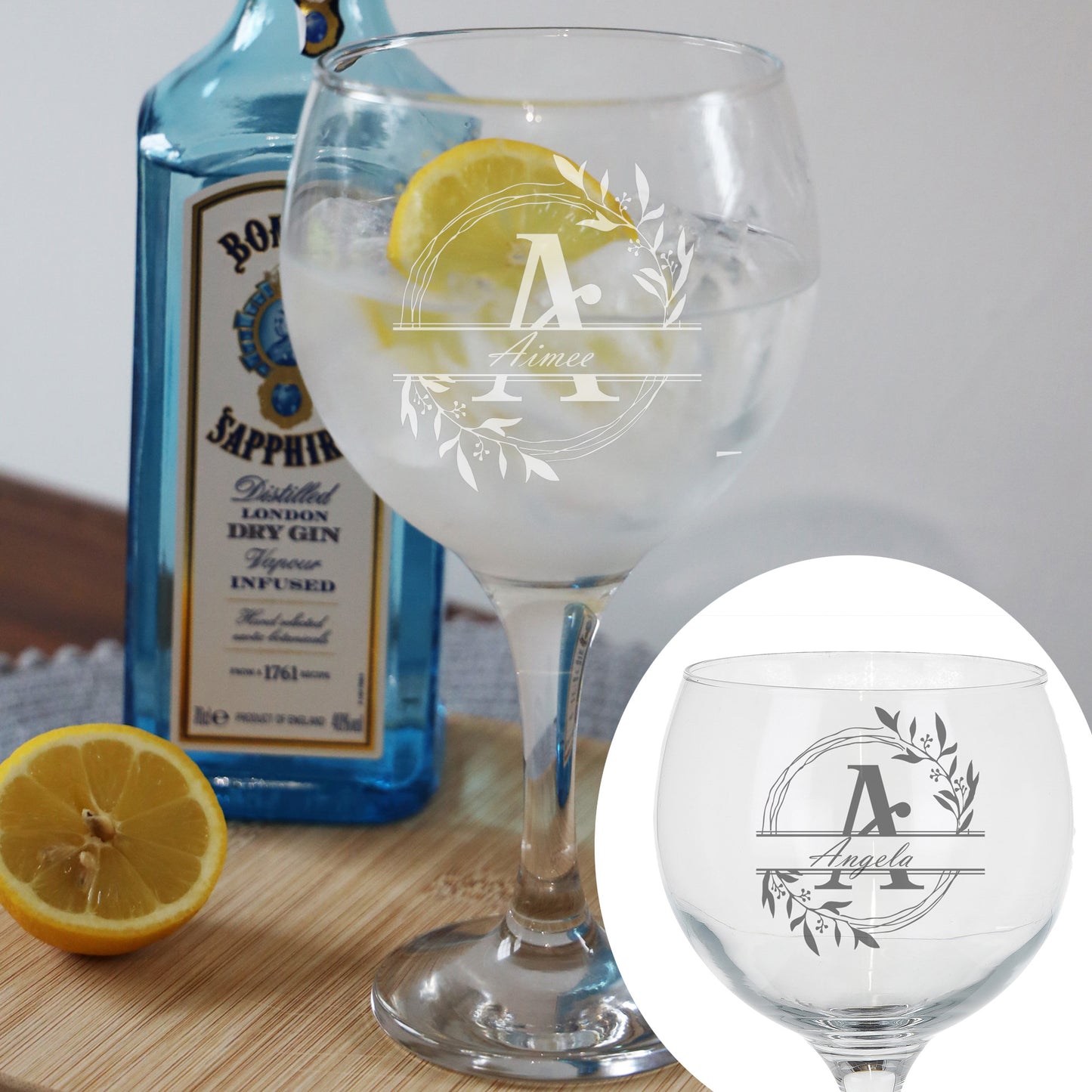 Personalised Engraved Initial Monogram Gin Glass Gift  - Always Looking Good -   
