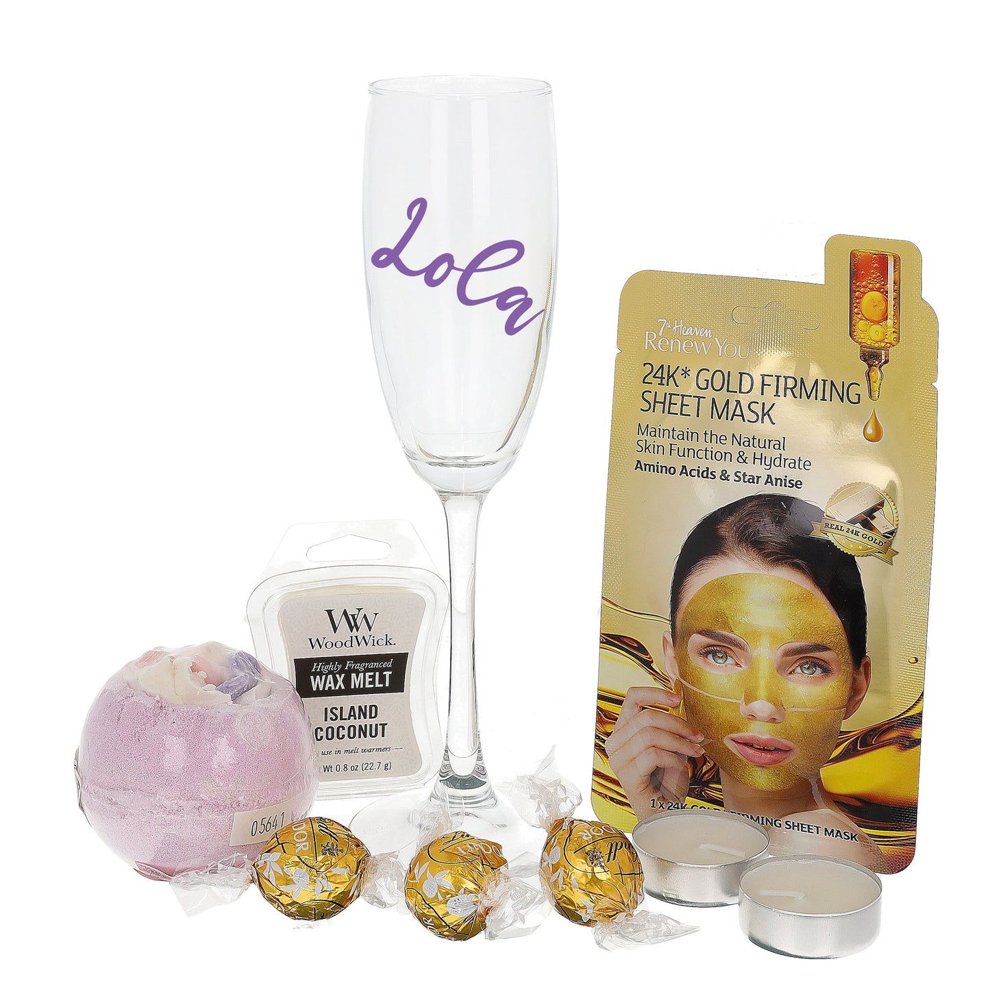 Happy Birthday Personalised Prosecco / Champagne Glass Filled with Spa Pamper Gifts  - Always Looking Good -   