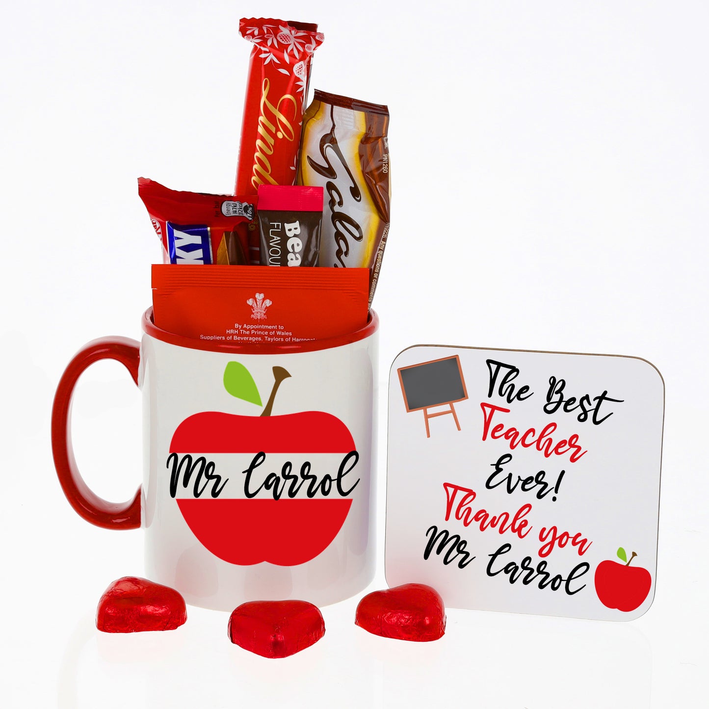 Personalised Teacher Thank you Gift Filled Mug & Coaster Set Red  - Always Looking Good - Filled Mug & Coaster Set  