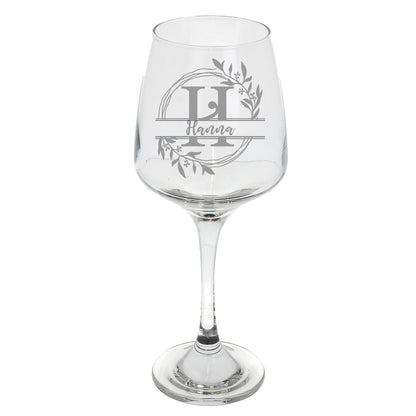 Personalised Engraved Initial Monogram Wine Glass Gift  - Always Looking Good -   Floral wine glasses
