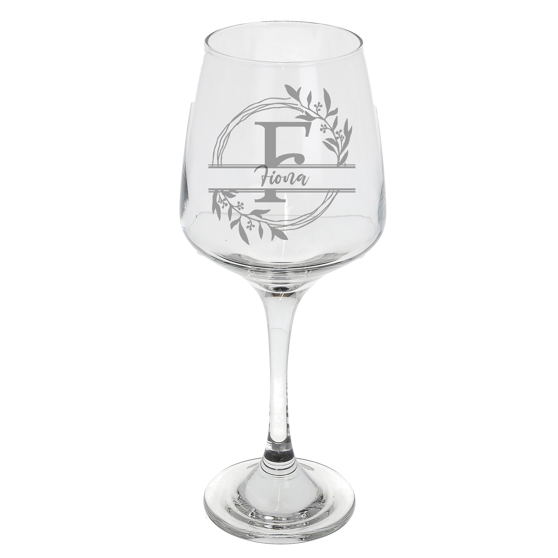Personalised Engraved Initial Monogram Wine Glass Gift  - Always Looking Good - Engraved Glass Only Small Floral wine glasses