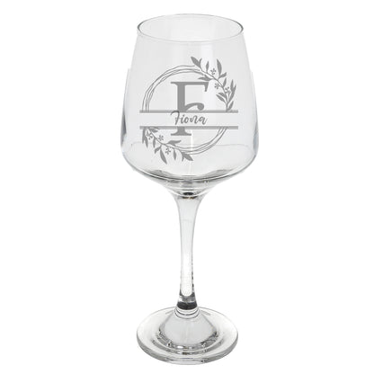 Personalised Engraved Initial Monogram Wine Glass Gift  - Always Looking Good - Engraved Glass Only Small Floral wine glasses
