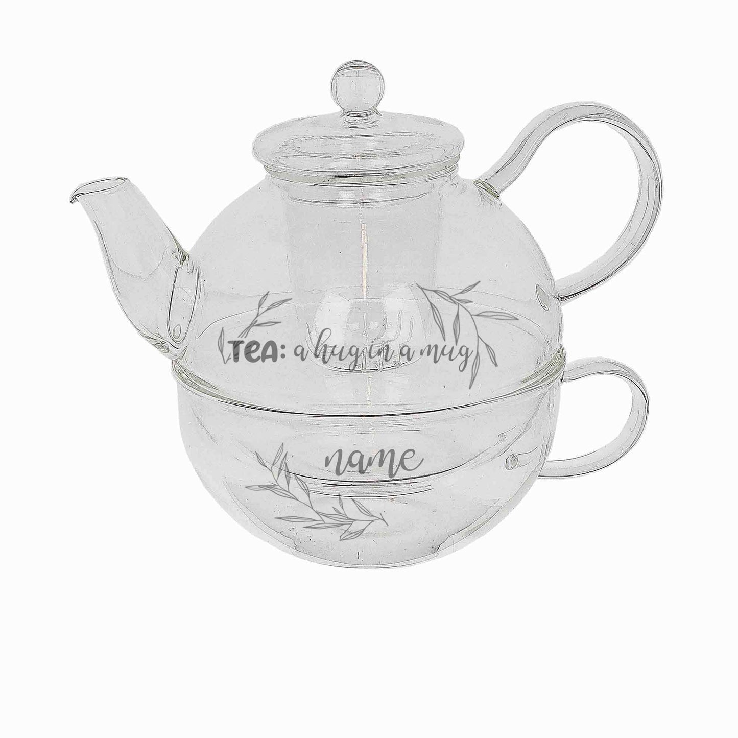 Personalised Engraved Tea for One Hug in a Mug Tea Pot  - Always Looking Good -   