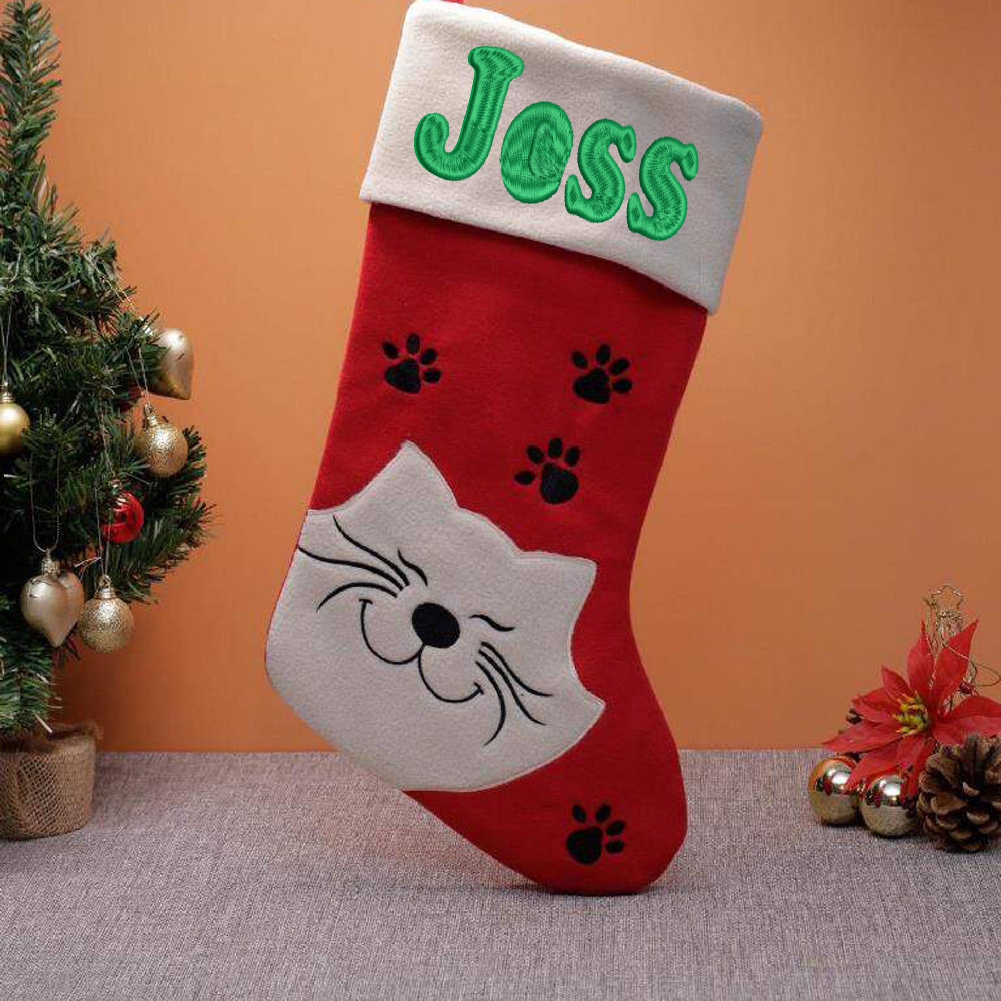 Personalised Embroidered Dog / Cat Christmas Stocking  - Always Looking Good -   